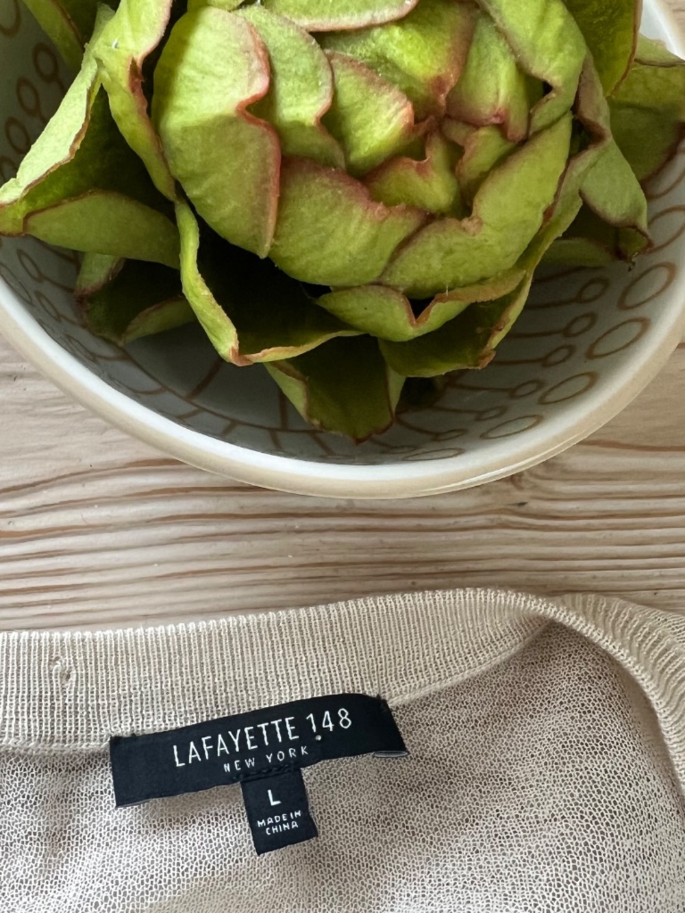 Lafayette 148 Silk Cashmere Cardigan – Lightweight Beige Button Front (L) - Picture 6 of 6